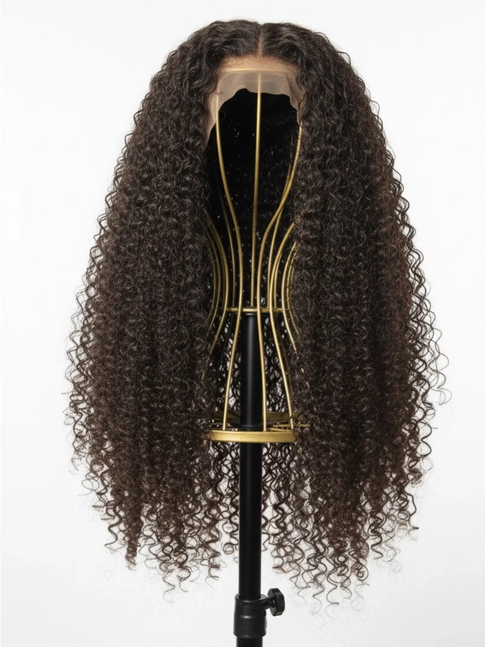 Natural Deep Brown Curly Lace Front Wig - Women's Hair